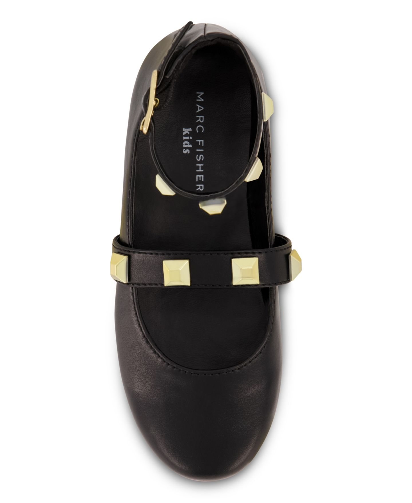 Балетки Marc Fisher Ankle Strap Pyramid Stud Ballet Flats для девочек, цвет: Чёрный — фото 5