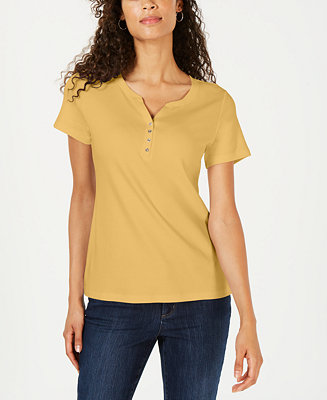 Womens Chestnut Brown Karen Scott 3/4 Sleeve Henley Shirt Size 1X NWT NEW 