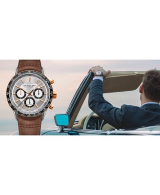 Men's Swiss Automatic Chronograph Freelancer Brown Leather Strap Watch 43.5mm