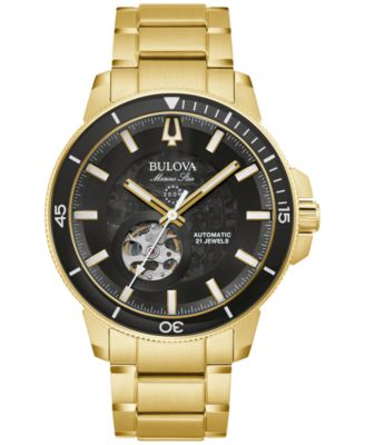 Bulova Men s Automatic Marine Star Series C Gold Tone Stainless Steel Bracelet Watch 45mm Macy s