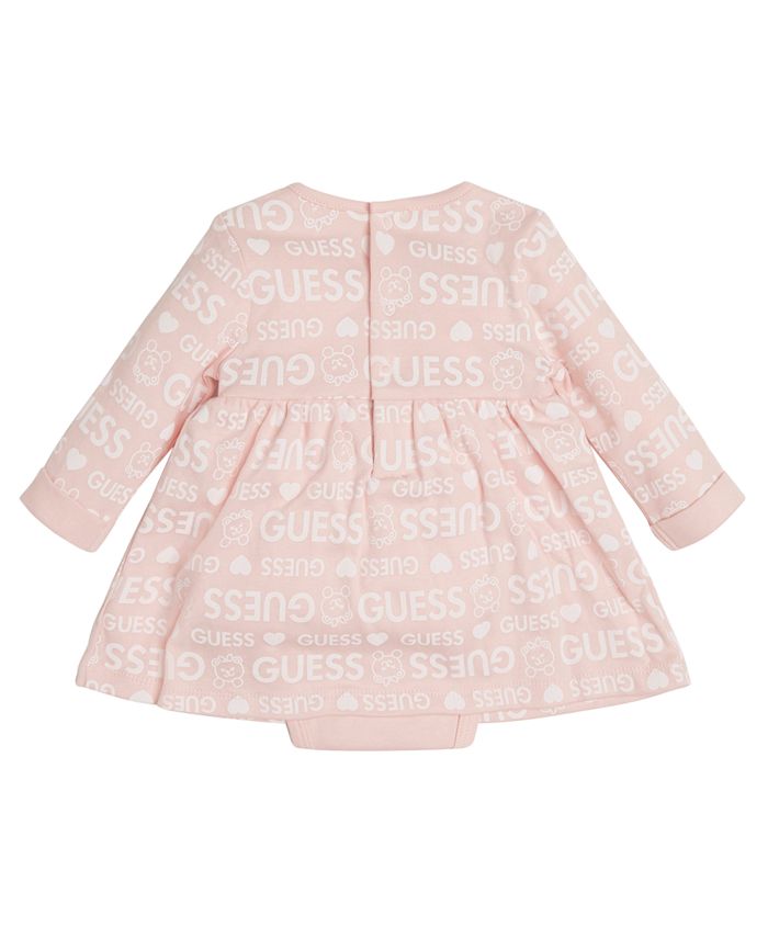 GUESS Baby Girls Allover Log Print Interlock Jersey Bodysuit Dress Macy's