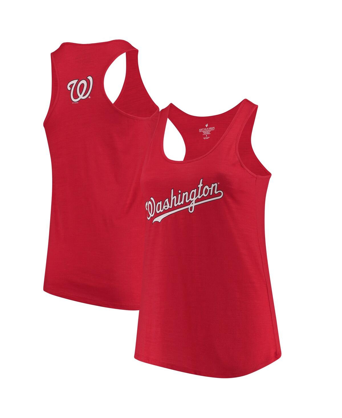 Shop Soft As A Grape Women's  Red Washington Nationals Plus Size Swing For The Fences Racerback Tank Top