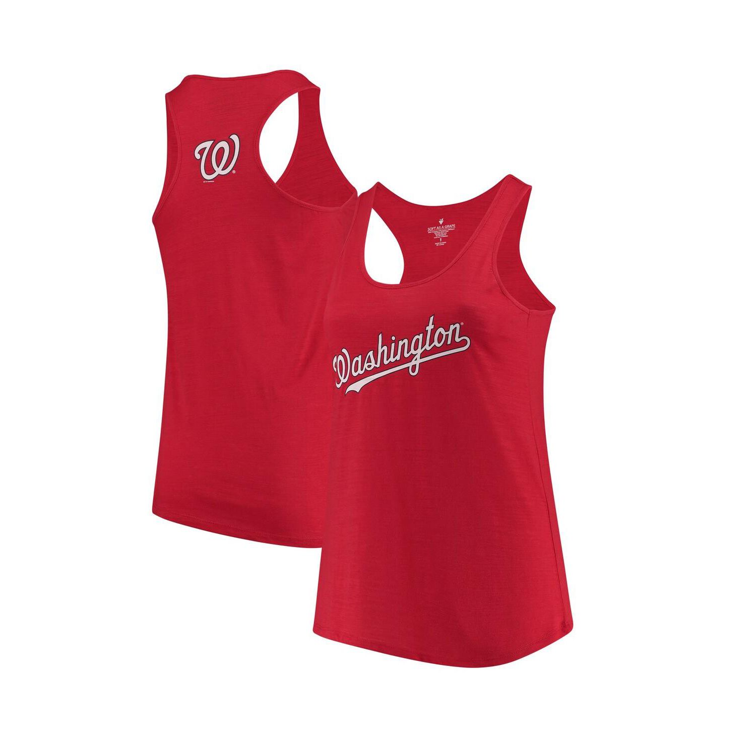 Women's Red Washington Nationals Plus Size Swing for the Fences Racerback Tank Top