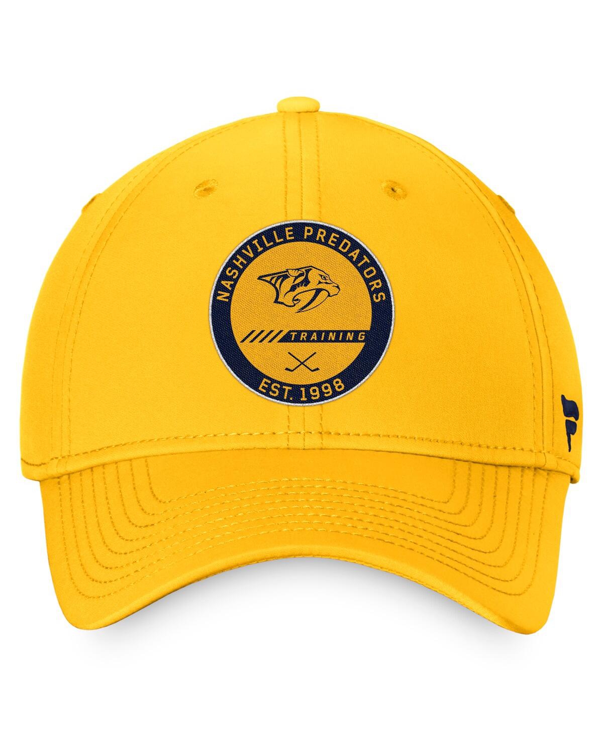 Shop Fanatics Men's  Gold Nashville Predators Authentic Pro Training Camp Flex Hat