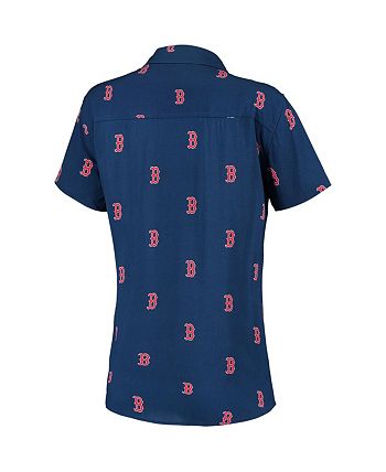 Boston Red Sox Women's All Over Logos Button-Up Shirt - Navy