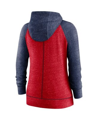 Women's Heathered Red and Heathered Navy St. Louis Cardinals Split Wordmark Gym Vintage Raglan Slub Full-Zip Hoodie