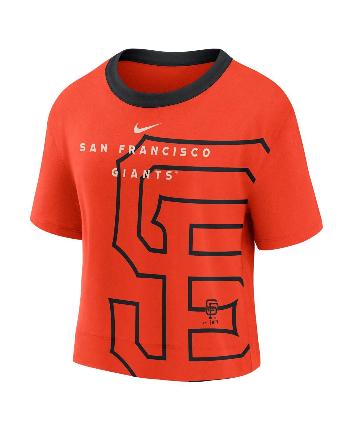 Shop Nike Women's  Orange And Black San Francisco Giants Team First High Hip Boxy T-shirt In Orange,black