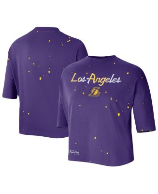 売れ筋商品|||ナイキ Tシャツ トップス レディース Women's Purple Los Angeles Lakers Courtside Splatter Cropped T-shirt Purple Nike Women's Purple Los Angeles Lakers Courtside Splatter