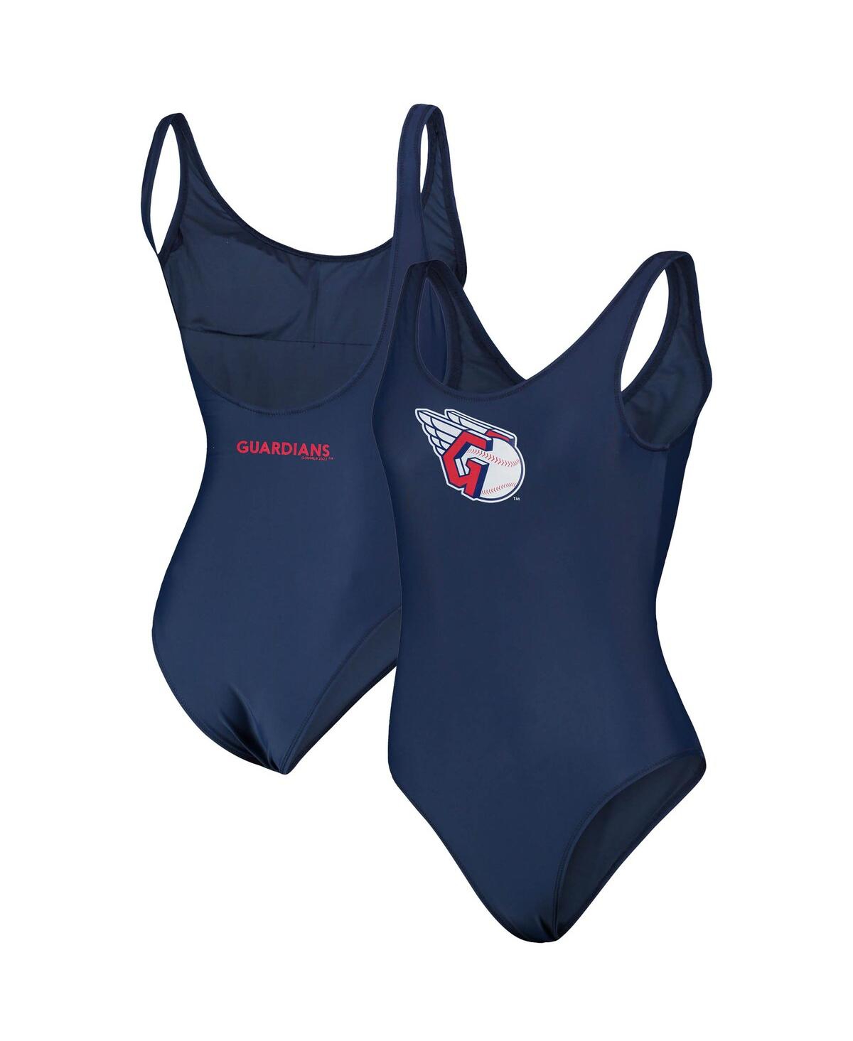 Shop G-iii 4her By Carl Banks Women's  Navy Cleveland Guardians Making Waves One-piece Swimsuit