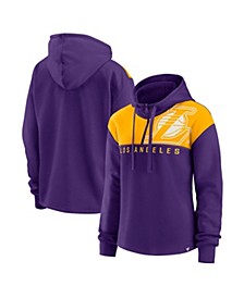 Women's Branded Purple Los Angeles Lakers Overslide Quarter-Zip Fleece Hoodie
