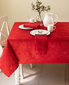 Poinsettia Palace Raised Jacquard Tablecloth, 60" x 120"