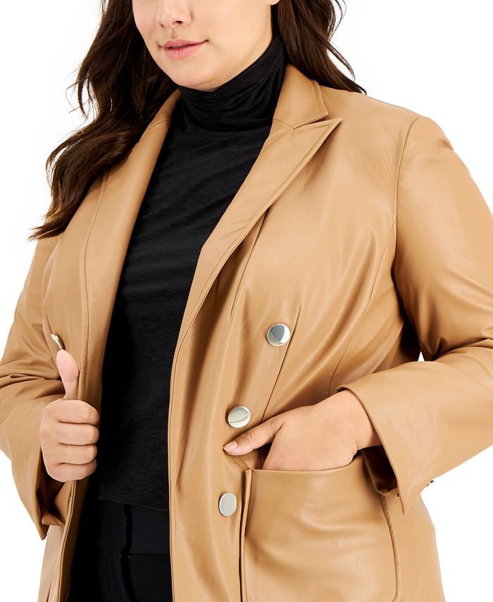 faux leather double breasted jacket