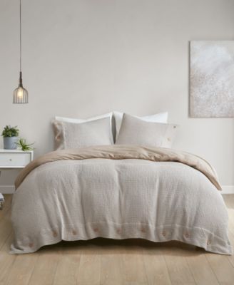 Clean Spaces Mara 3 Piece Waffle Weave Duvet Cover Set Collection Bedding In Taupe