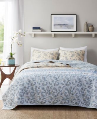Madison Park April Reversible Coverlet Sets Collection In Blue/taupe