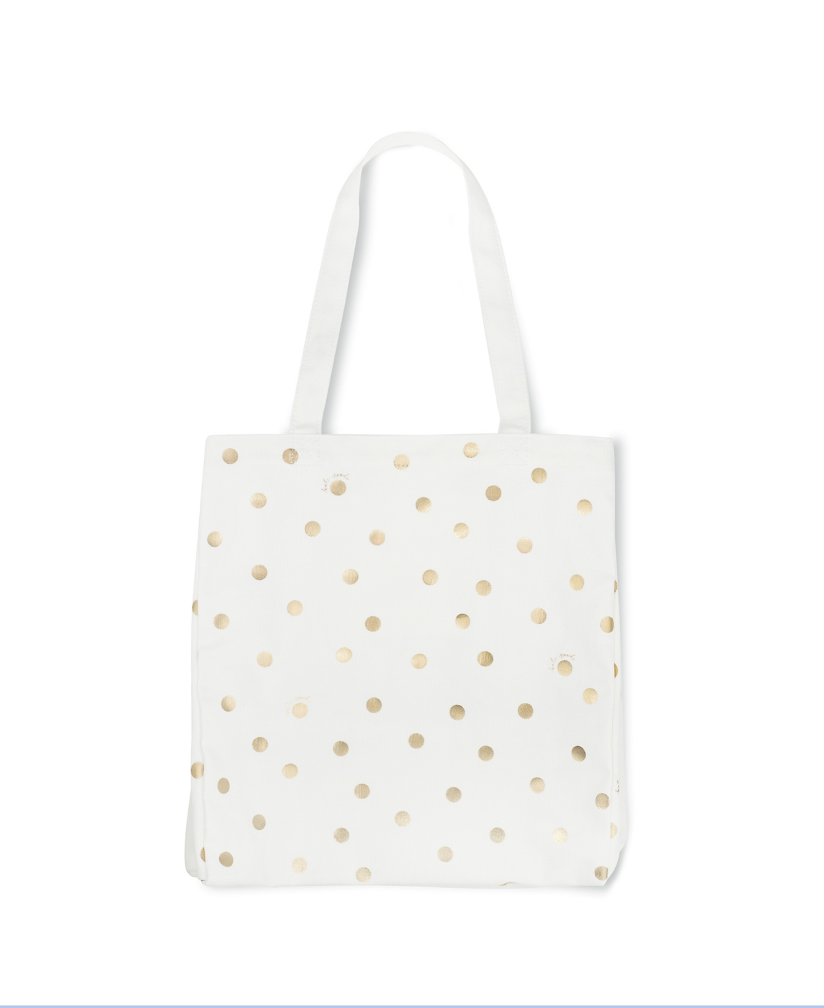 New York Canvas Tote with Gold Polka Dots - Gold-Tone Dot with Script