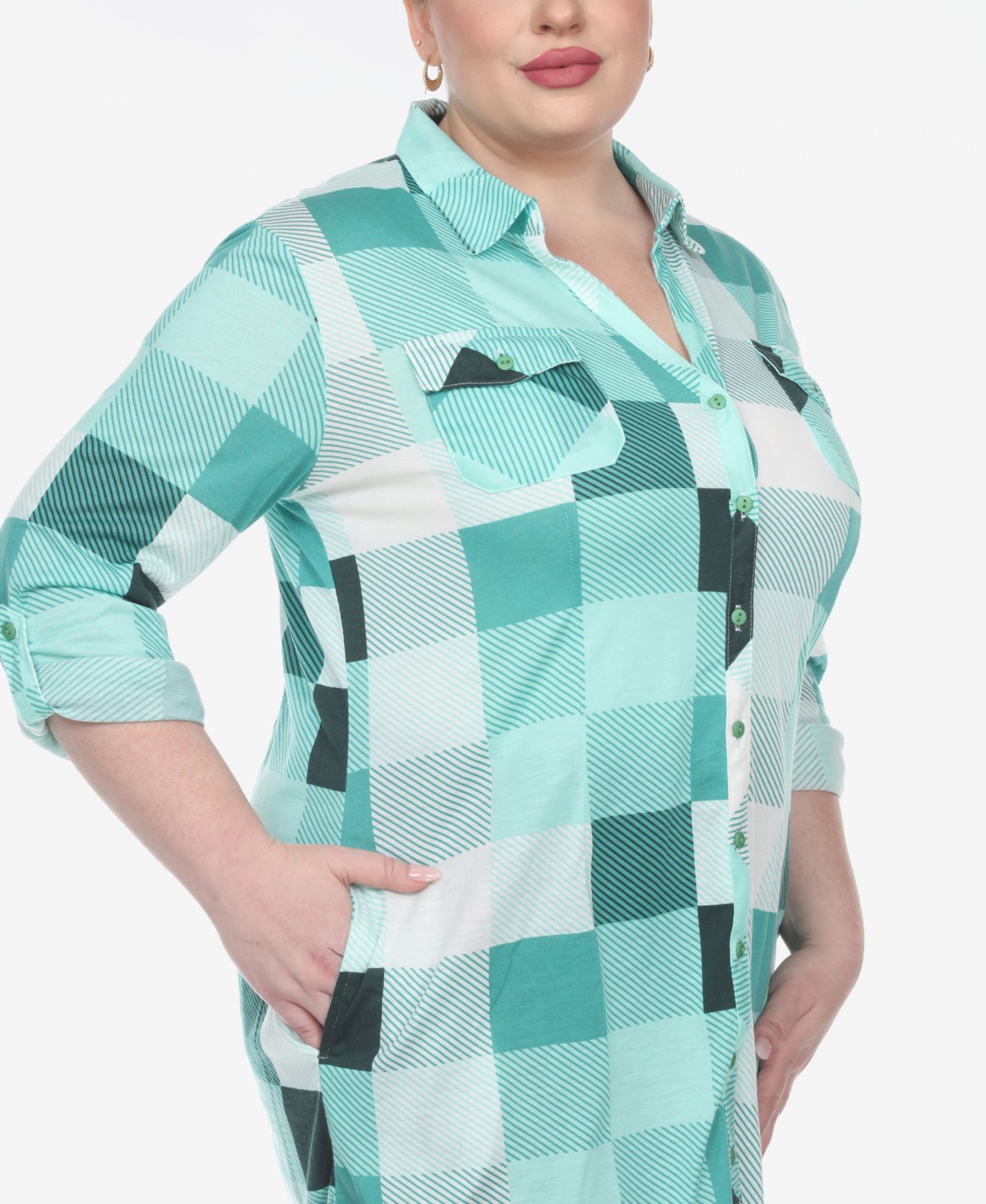 Plus Size Plaid Tunic Shirt