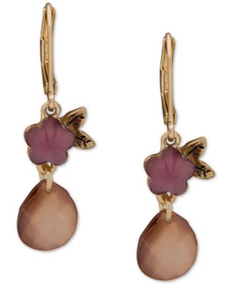 lonna & lilly Gold-Tone Crystal Flower Double Drop Earrings - Macy's