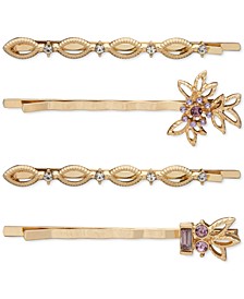 Gold-Tone 4-Pc. Set Crystal Open Floral Bobby Pins