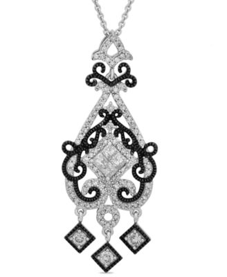 Diamond Filigree Two-Tone Pendant Necklace (3/4 ct. t.w.) in Sterling ...