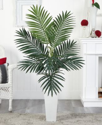 4.5' Kentia Palm Artificial Tree in White Tower Planter