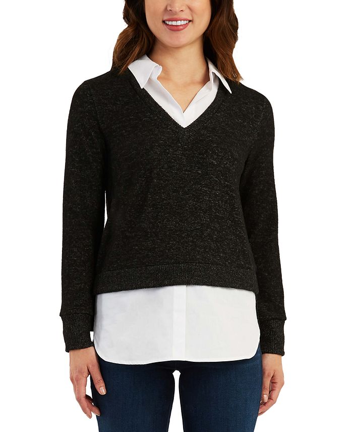 Layered look hotsell sweater with collar