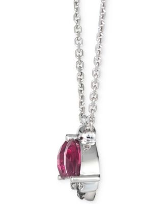 Raspberry Rhodolite (1-1/6 ct. t.w.) & Diamond (1/10 ct. t.w.) Ladybug Adjustable 19" Pendant Necklace in 14k White Gold