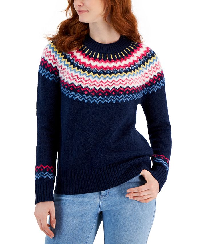 Style & Co Petite Lurex Fair Isle Sweater, Created for Macy's - Macy's
