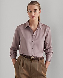 Women's Buttoned Satin Charmeuse Shirt