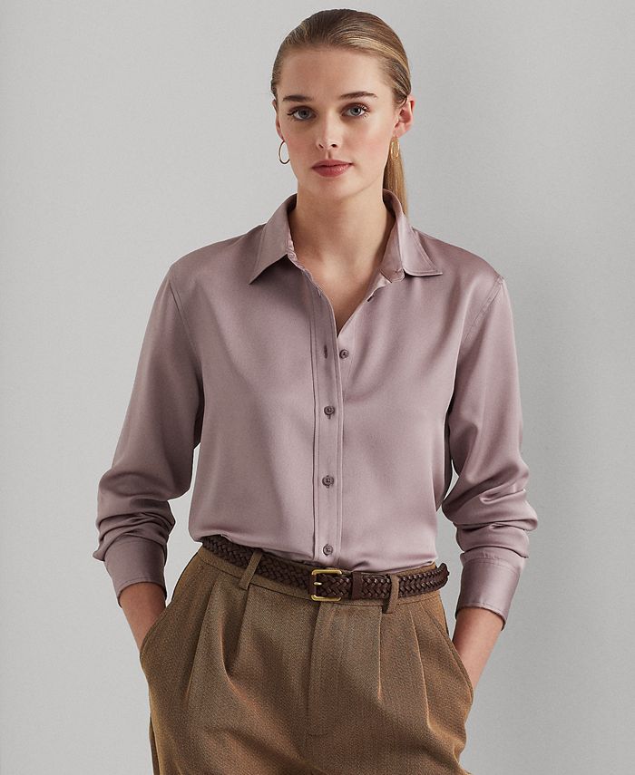 Lauren Ralph Lauren Women's Buttoned Satin Charmeuse Shirt - Macy's