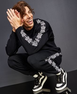 Royalty by Maluma - Men's Crewneck Sweater with Crown Insets
