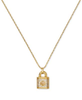 kate spade new york - Pav&eacute; Padlock Mini Pendant Necklace, 16" + 3" extender