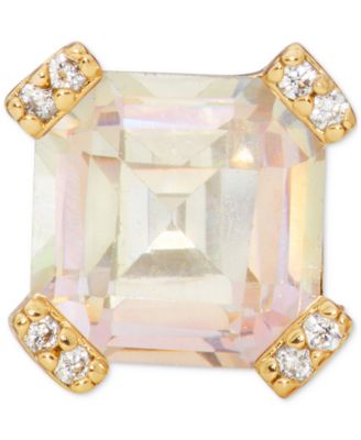 Pav&eacute; & Square Cubic Zirconia Stud Earrings