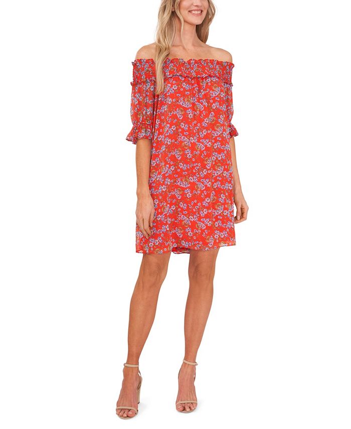 Cece smocked off the shoulder dress discount