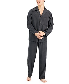 Men's Heathered Solid Flannel Pajama Set, Created for Macy's