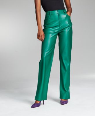 INC International Concepts - Ade Samuel for INC Women's Pleather Straight-Leg Pants