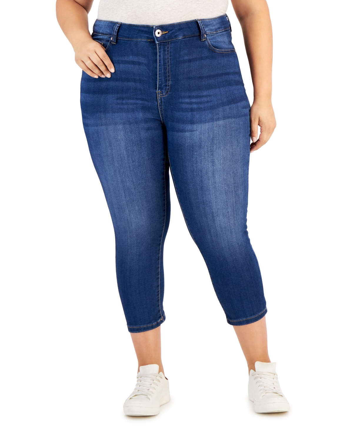 Shop Celebrity Pink Trendy Plus Size Cropped Skinny Jeans In Makaha