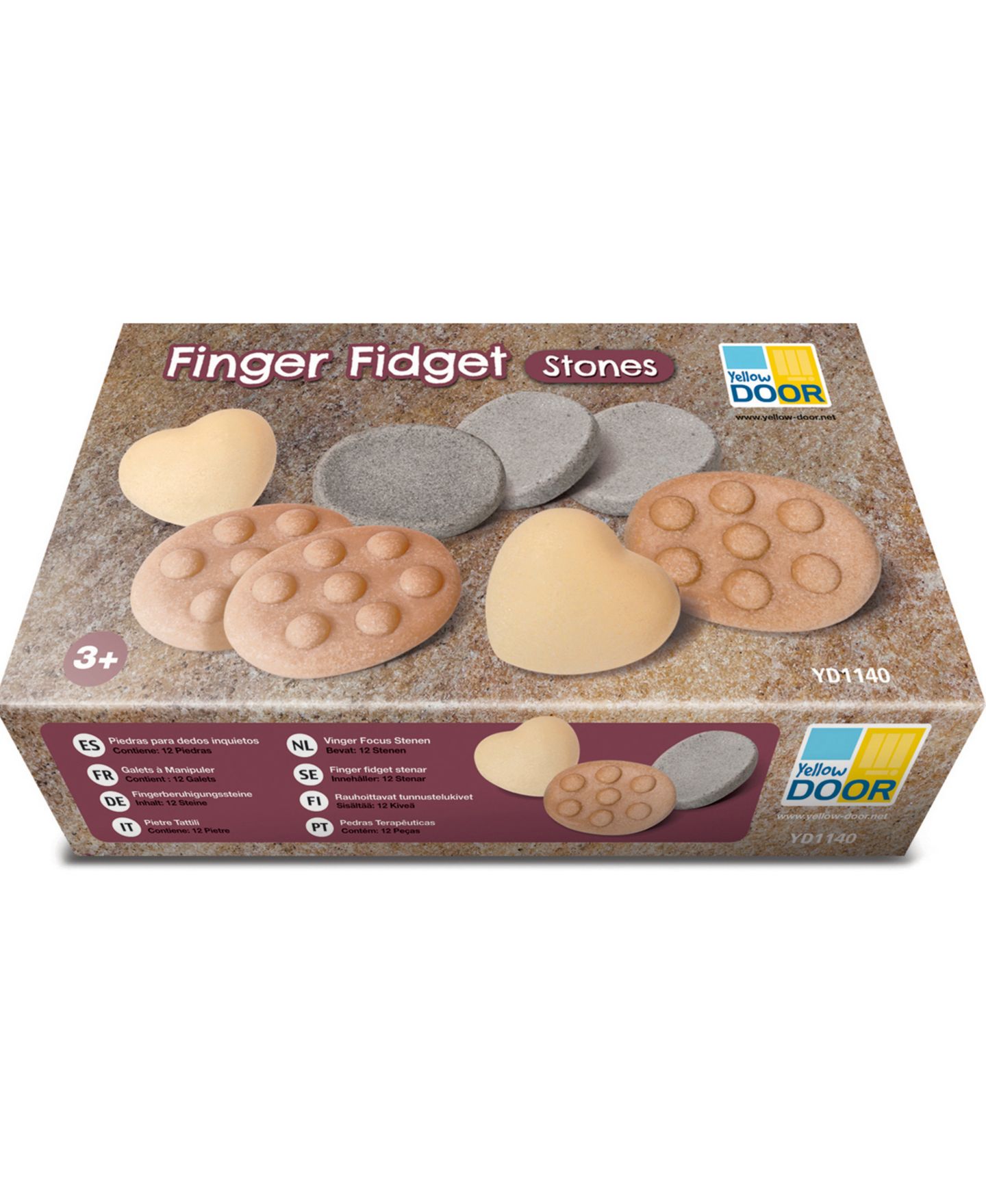 Детские игрушки Yellow Door Finger Fidget Sensory Stones, 12-Piece Set, Ages 3+ — фото 2
