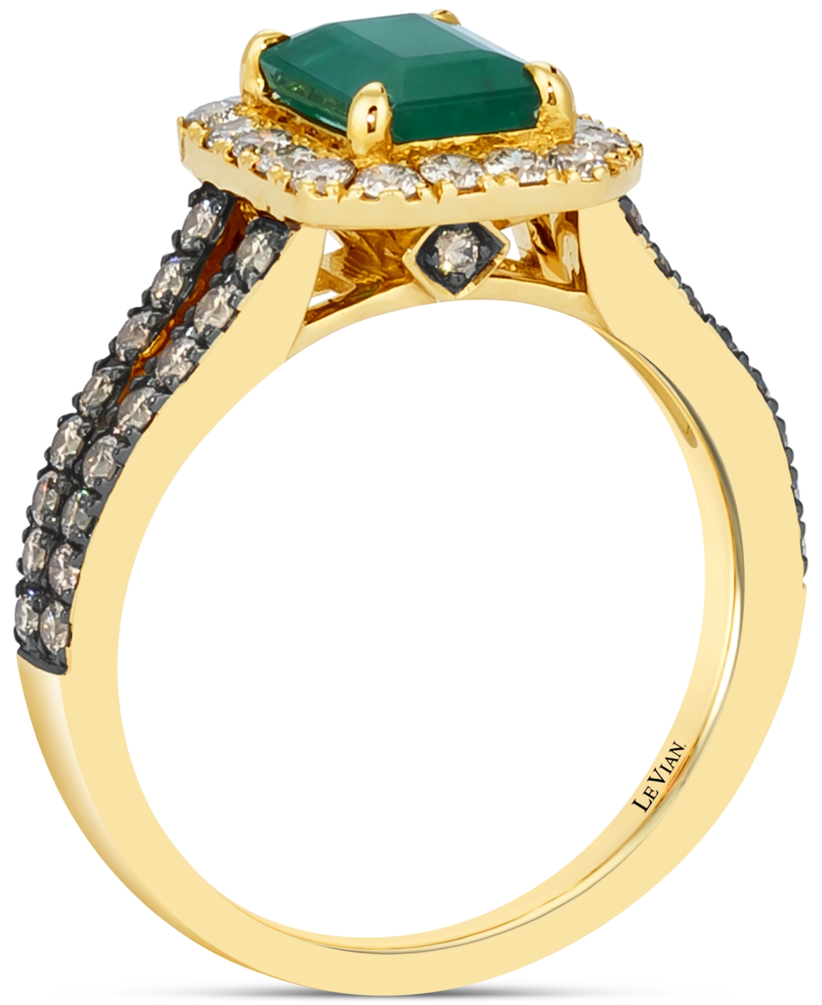 Le Vian New(1-1/5 ct. t.w.) & Diamond (7/8 ct. t.w.) Halo Split Shank Ring in 14k Gold - Emerald