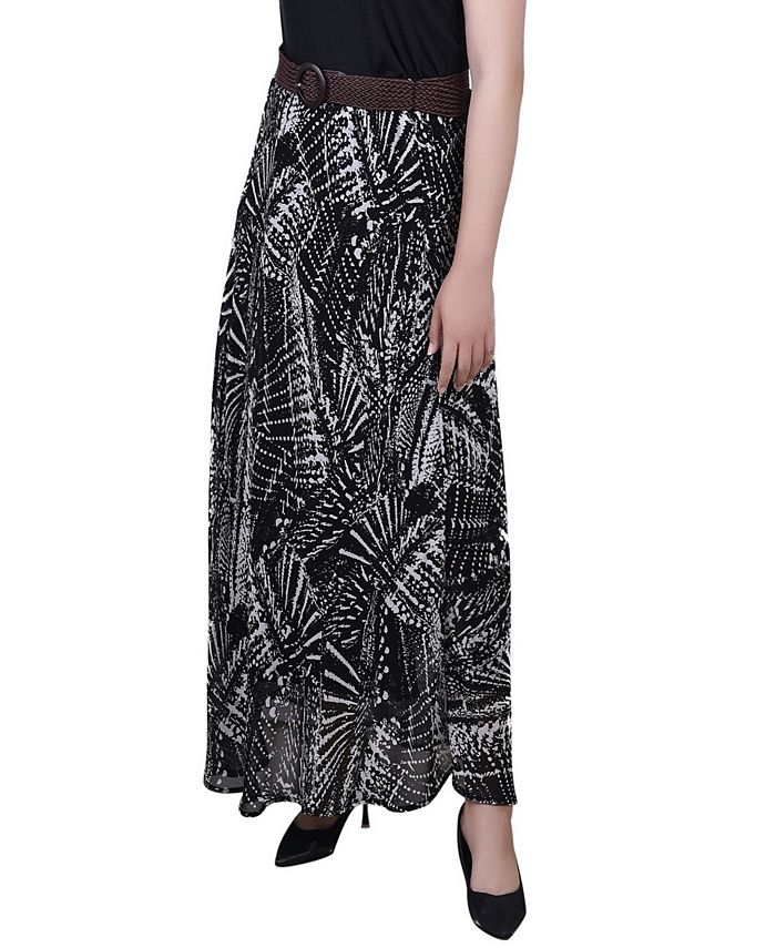 NY Collection Petite Printed Chiffon Belted Maxi Skirt Macy s