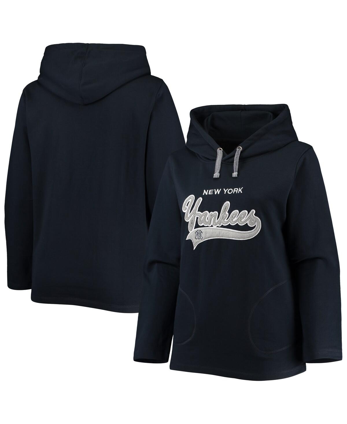 Shop Soft As A Grape Women's  Navy New York Yankees Plus Size Side Split Pullover Hoodie
