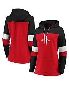 Women's Branded Red and Black Houston Rockets Iconic Heavy Block Pullover Hoodie