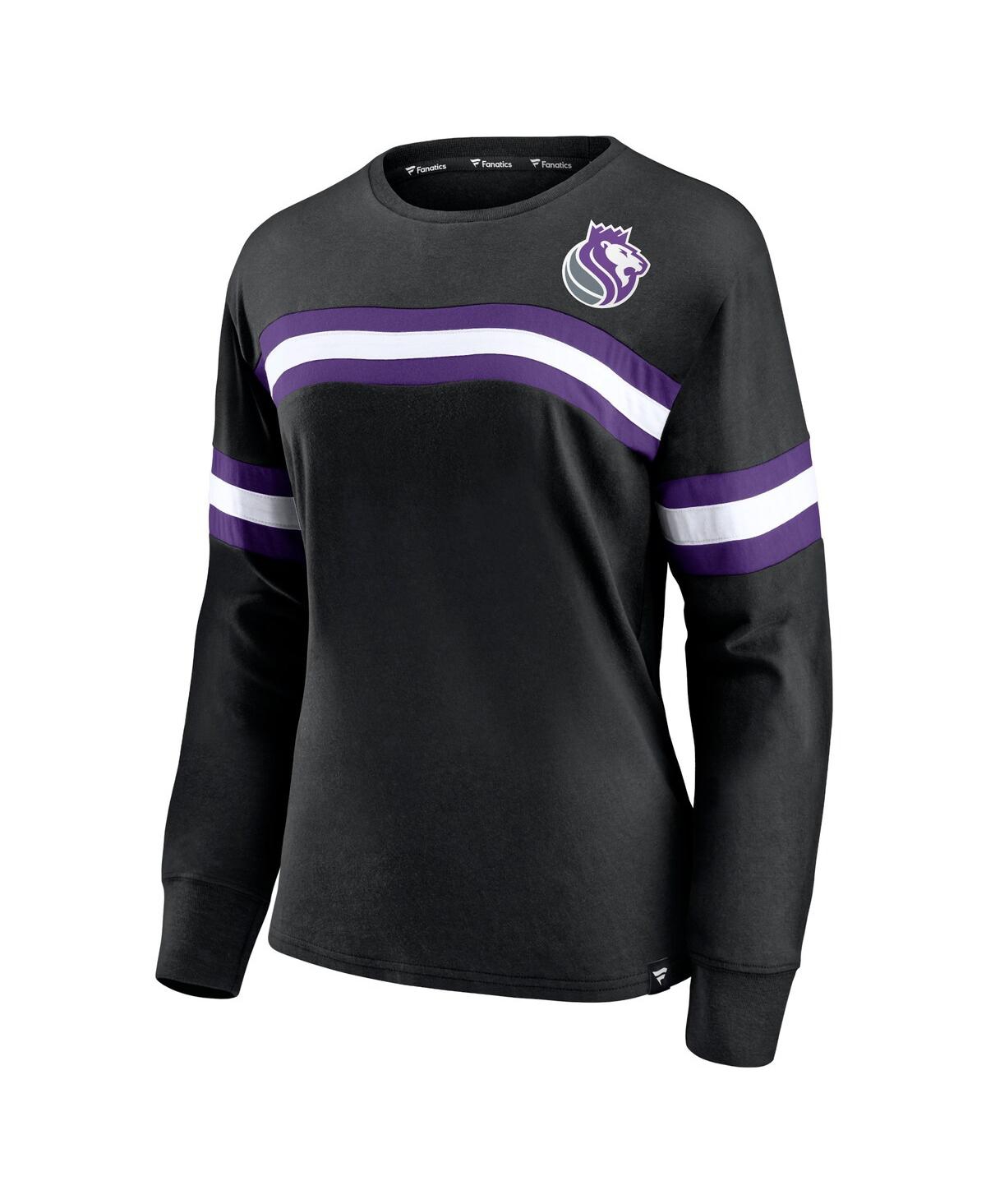 Women's Fanatics Purple Sacramento Kings Block Party Chest Logo Striped Long Sleeve T-shirt - Purple