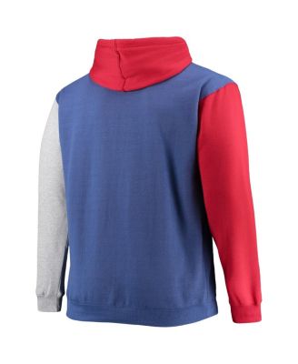 Men's Royal, Red Philadelphia 76ers Big and Tall Double Contrast Pullover Hoodie