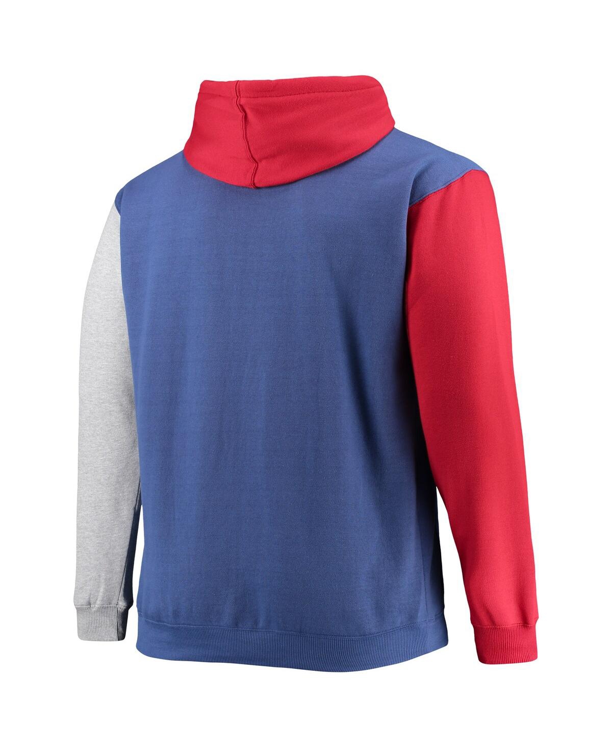 Fanatics Men's  Royal, Red Philadelphia 76ers Big And Tall Double Contrast Pullover Hoodie In Royal,red