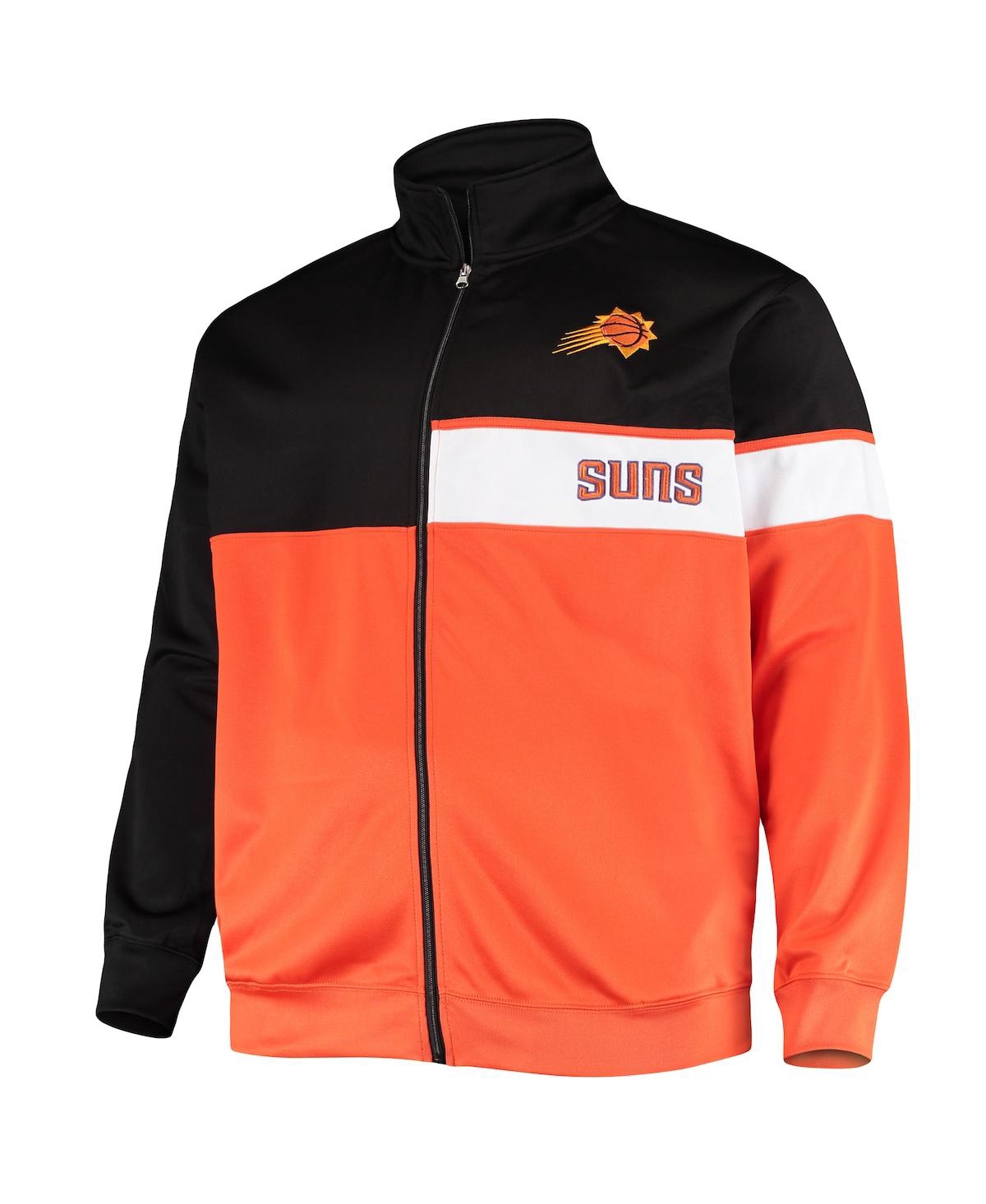 Shop Profile Men's Black, Orange Phoenix Suns Big And Tall Pieced Body Full-zip Track Jacket In Black,orange