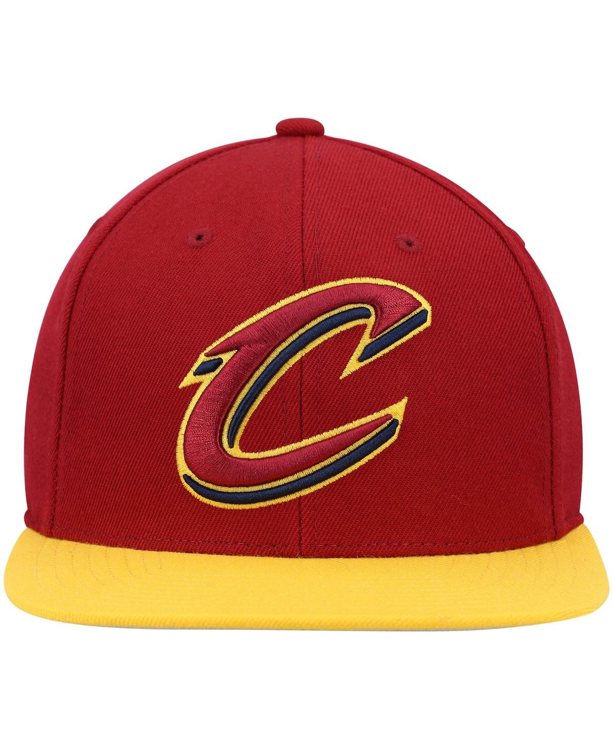 Men's Mitchell & Ness Wine, Gold Cleveland Cavaliers Team Two-Tone 2.0 Snapback Hat