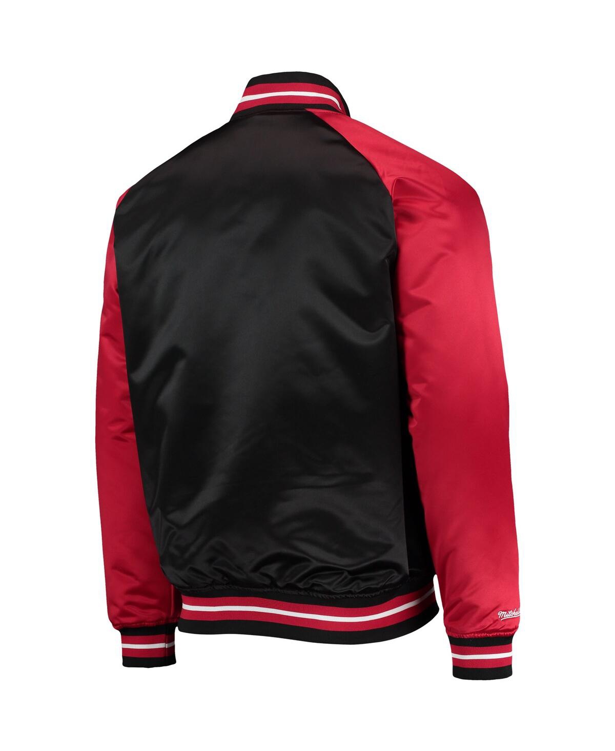 Mitchell & Ness Black/red Toronto Raptors Hardwood Classics Reload 3.0 Raglan Full-snap Satin Jacket In Black,red