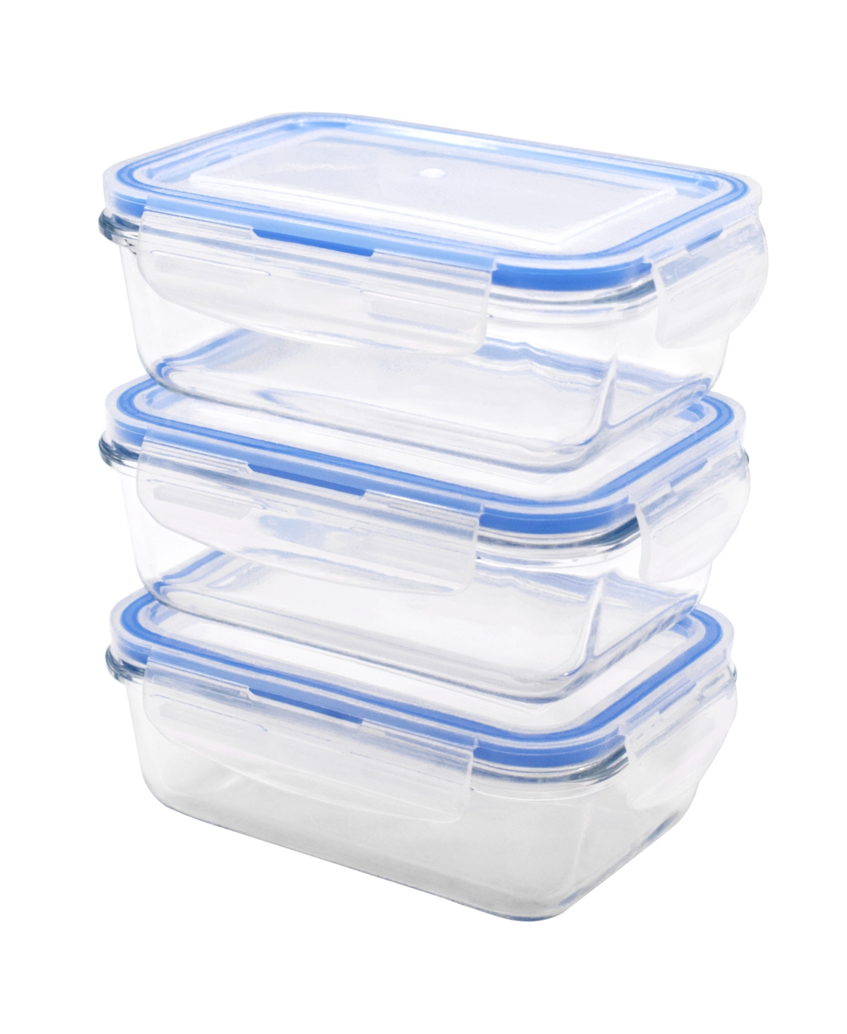 Art & Cook 3 Piece Rectangle 570 ml Food Storage With Locking Lid Set In Blue