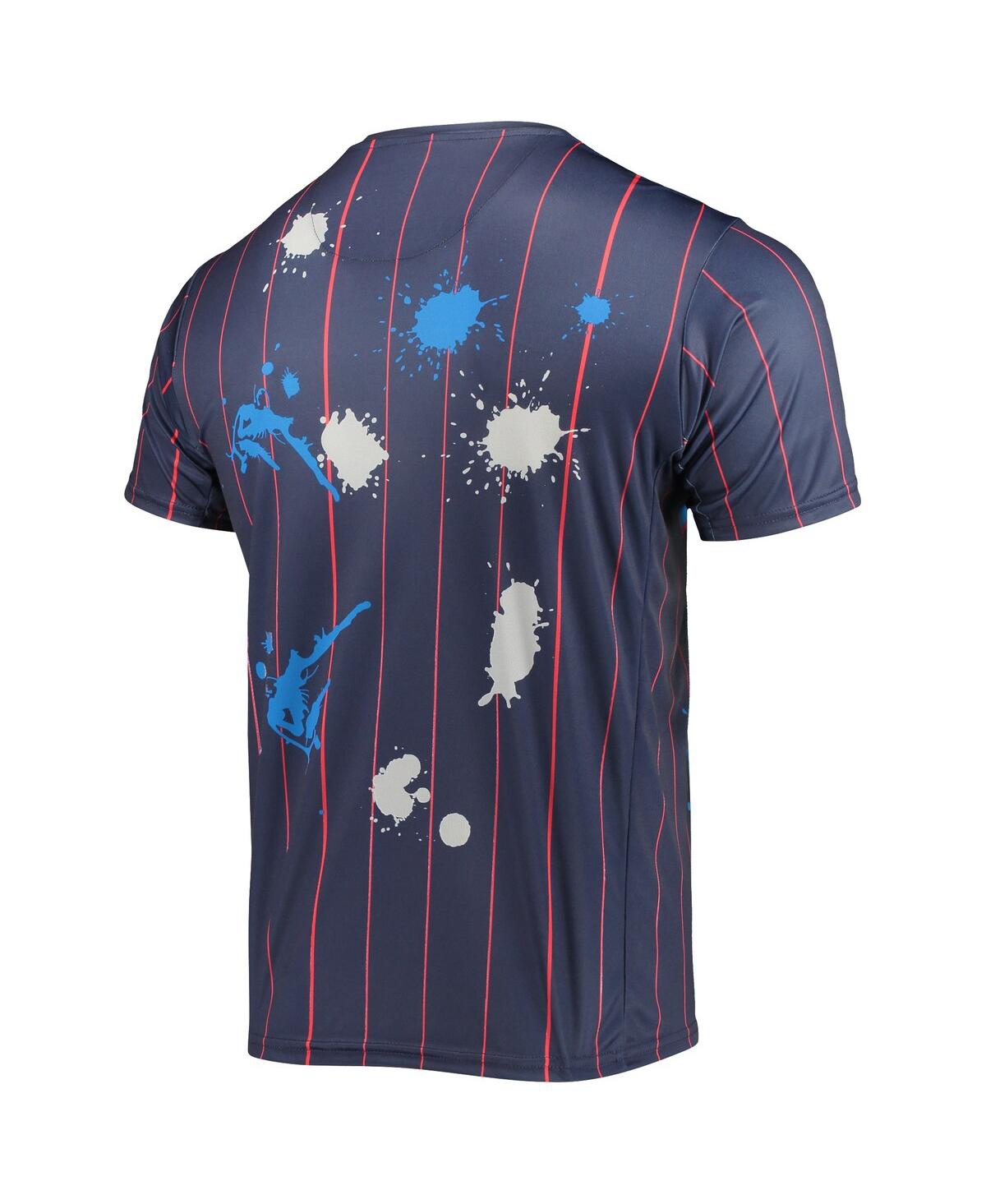 Shop Fisll Men's Navy Philadelphia 76ers Striped Splatter T-shirt