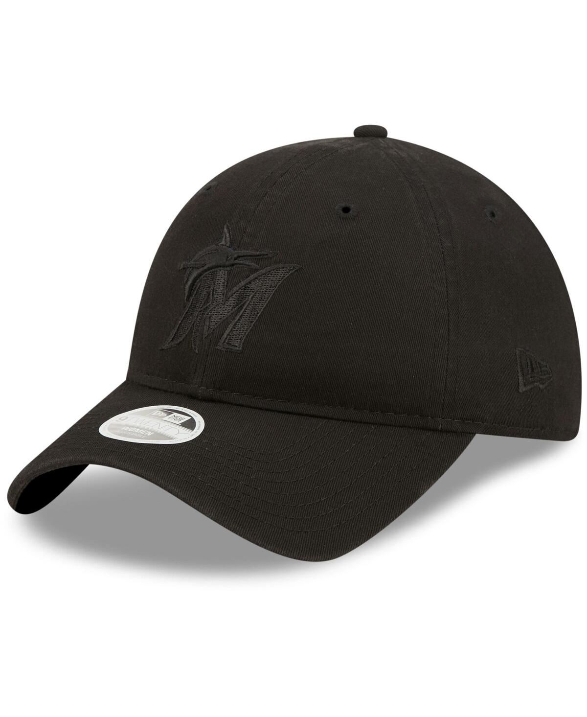 Shop New Era Women's  Miami Marlins Black On Black Core Classic Ii 9twenty Adjustable Hat